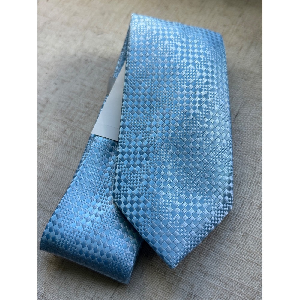 Portfolio Perry Ellis Mens Light Blue Kenin Geo Woven Tie 0039 NWT